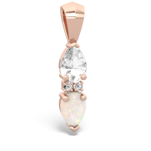 white topaz-opal bowtie pendant