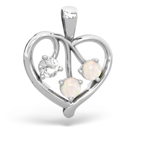 white topaz-opal love heart pendant