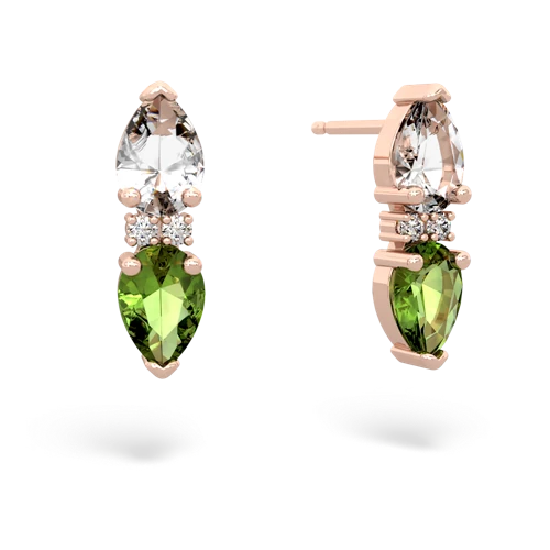 white topaz-peridot bowtie earrings