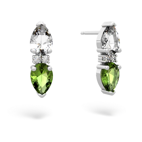 white topaz-peridot bowtie earrings