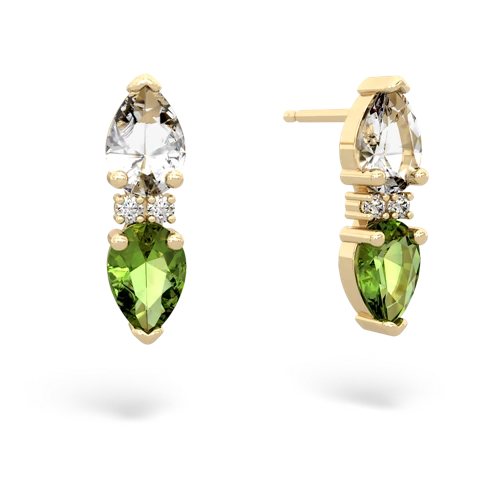 white topaz-peridot bowtie earrings