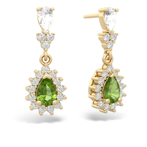 white topaz-peridot dangle earrings