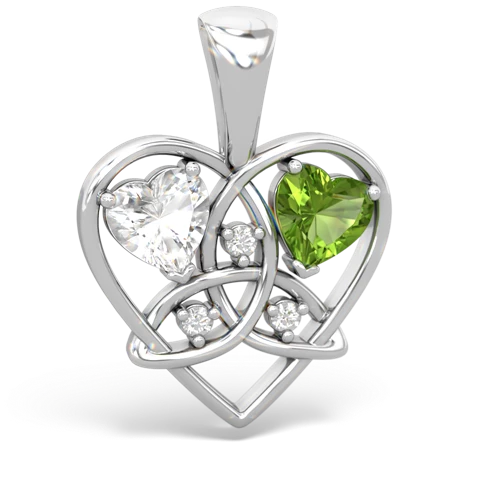 white topaz-peridot celtic heart pendant