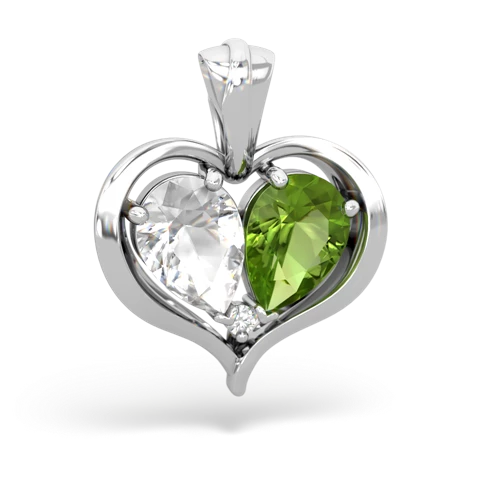 white topaz-peridot half heart whole pendant