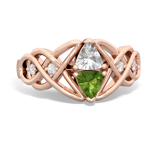 white topaz-peridot celtic knot ring