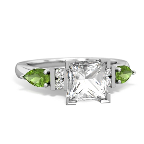 white topaz-peridot engagement ring