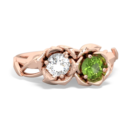 white topaz-peridot roses ring