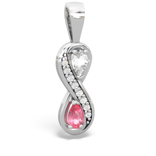 white topaz-pink sapphire keepsake infinity pendant