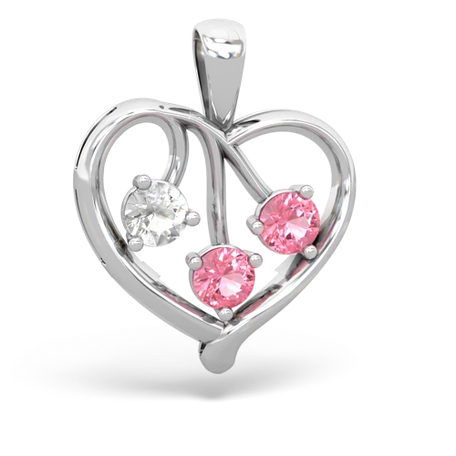 white topaz-pink sapphire love heart pendant