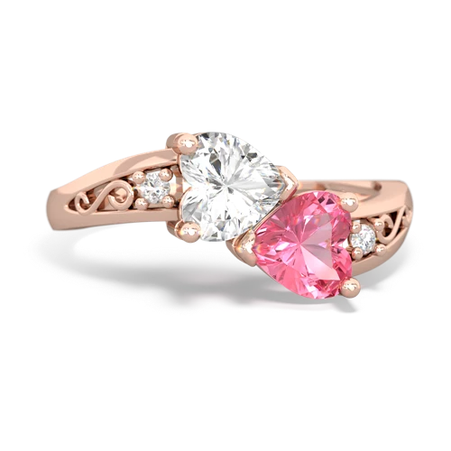 white topaz-pink sapphire filligree ring