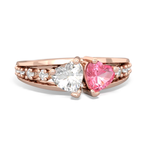 white topaz-pink sapphire modern ring