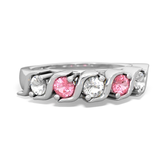 white topaz-pink sapphire timeless ring