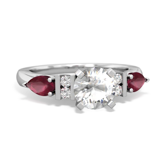 white topaz-ruby engagement ring