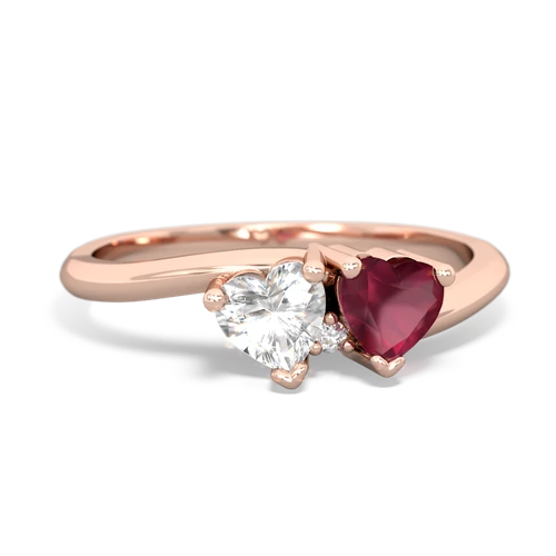 white topaz-ruby sweethearts promise ring