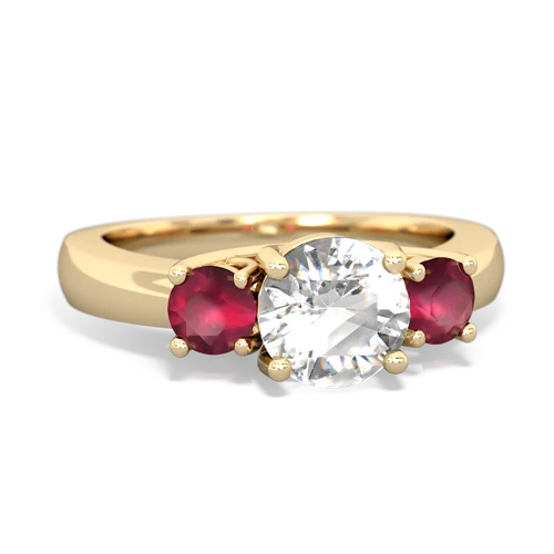 white topaz-ruby timeless ring