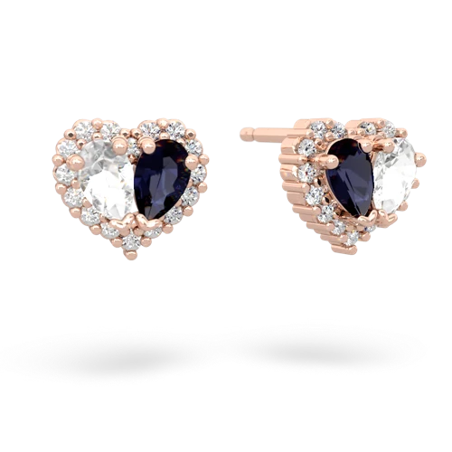 white topaz-sapphire halo-heart earrings