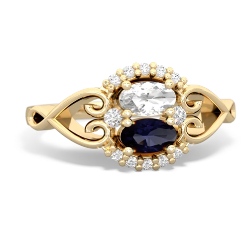 white topaz-sapphire antique keepsake ring