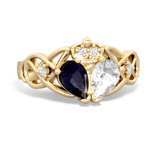 white topaz-sapphire claddagh ring