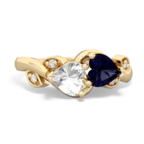 white topaz-sapphire floral keepsake ring