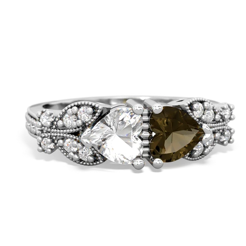 white topaz-smoky quartz keepsake butterfly ring