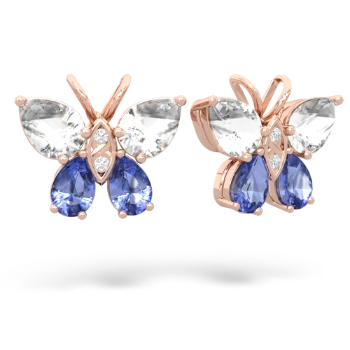 white topaz-tanzanite butterfly earrings