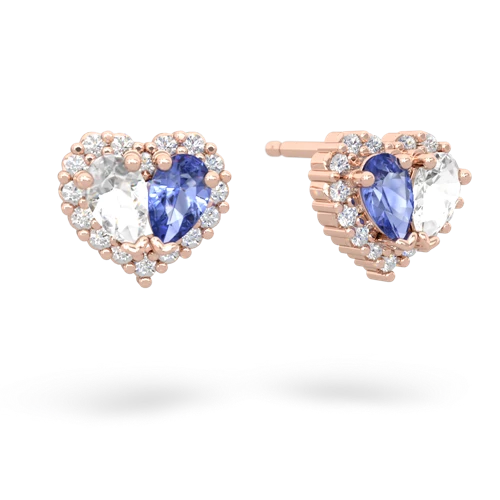 white topaz-tanzanite halo-heart earrings