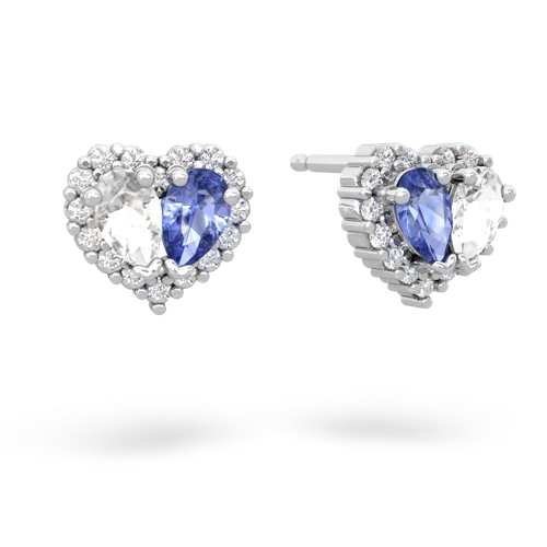 white topaz-tanzanite halo-heart earrings