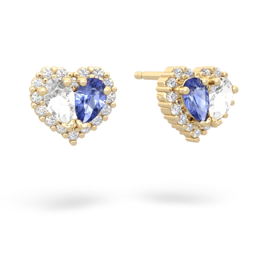 white topaz-tanzanite halo-heart earrings