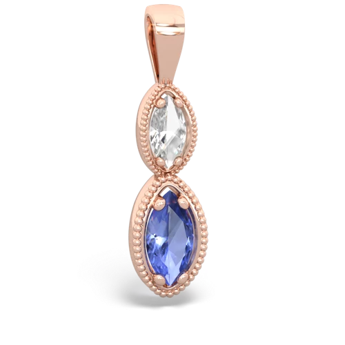 white topaz-tanzanite antique milgrain pendant