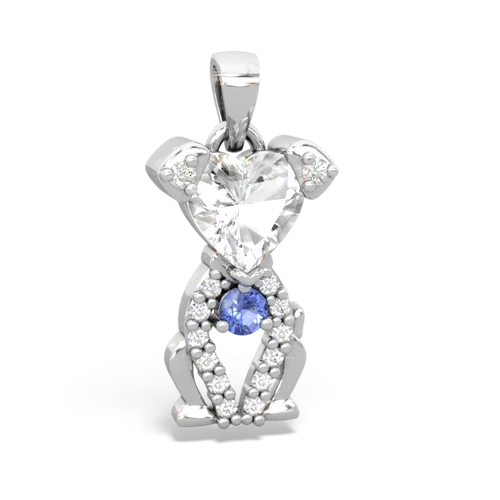 white topaz-tanzanite birthstone puppy pendant