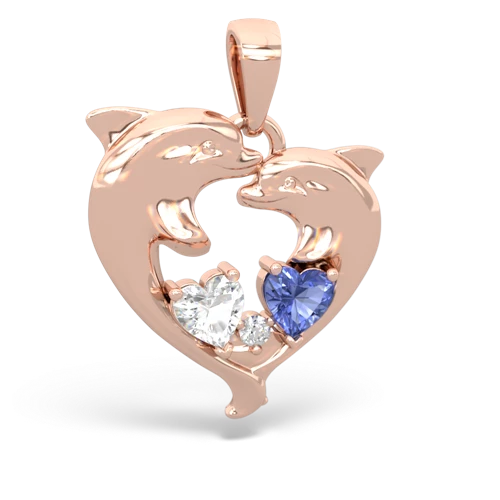 white topaz-tanzanite dolphins pendant