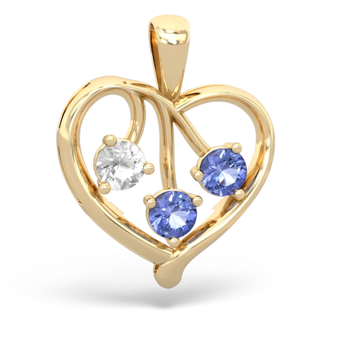 white topaz-tanzanite love heart pendant