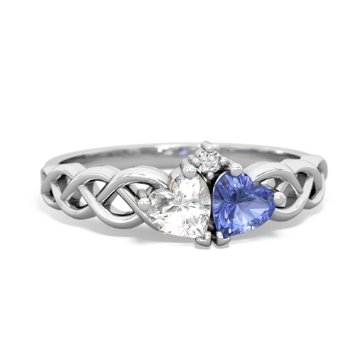 white topaz-tanzanite celtic braid ring