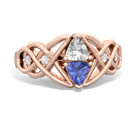 white topaz-tanzanite celtic knot ring