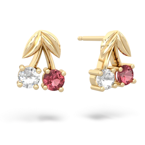 white topaz-tourmaline cherries earrings