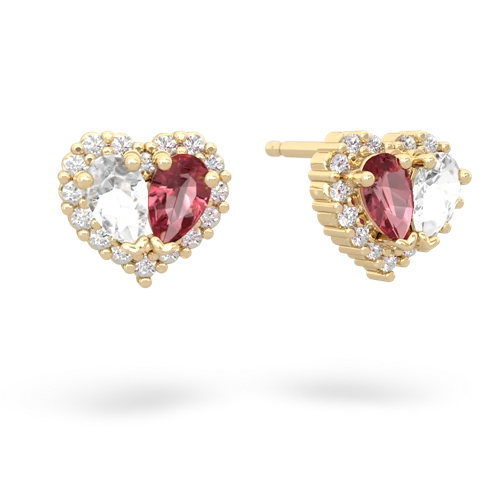 white topaz-tourmaline halo-heart earrings