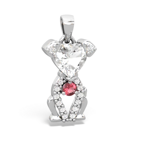 white topaz-tourmaline birthstone puppy pendant