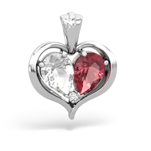 white topaz-tourmaline half heart whole pendant