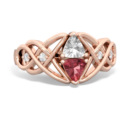 white topaz-tourmaline celtic knot ring