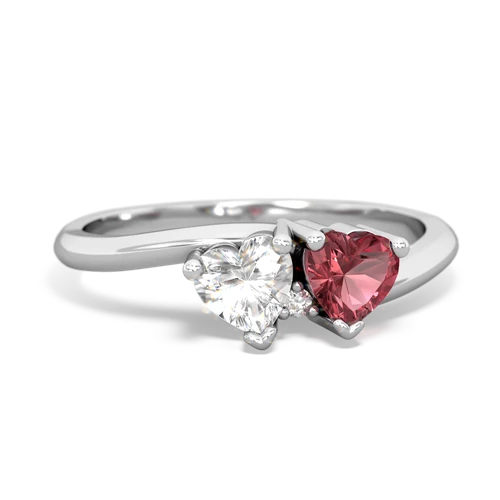 white topaz-tourmaline sweethearts promise ring