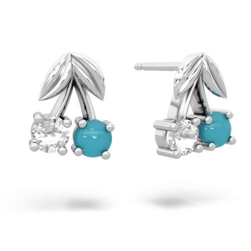 white topaz-turquoise cherries earrings