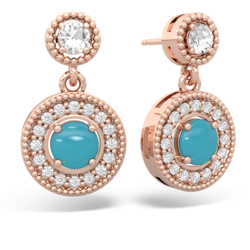 white topaz-turquoise halo earrings