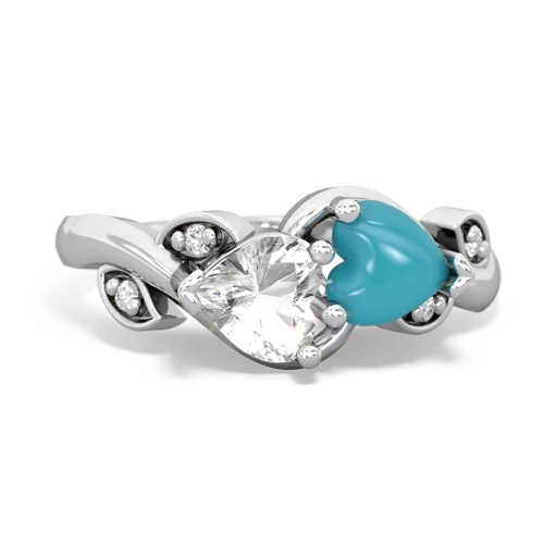 white topaz-turquoise floral keepsake ring