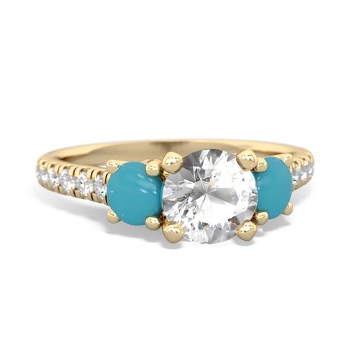 white topaz-turquoise trellis pave ring