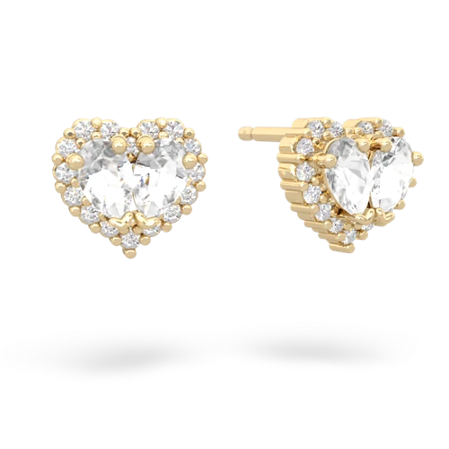 white topaz-white topaz halo-heart earrings