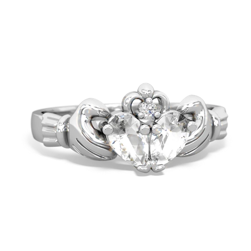 white topaz-white topaz claddagh ring