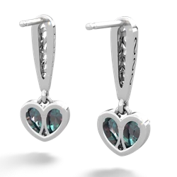 Alexandrite Filligree Heart 14K White Gold earrings E5070