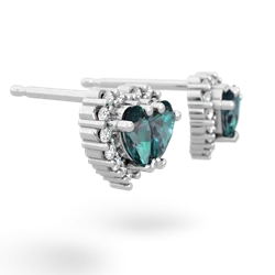 Alexandrite Halo 14K White Gold earrings E7008