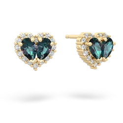 Alexandrite Halo 14K Yellow Gold earrings E7008