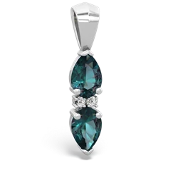 Alexandrite Bowtie Drop 14K White Gold pendant P0865